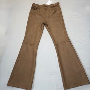 Forever 21 Y2K Faux Suede Flare Pants Camel Brown Small NWT 28x30